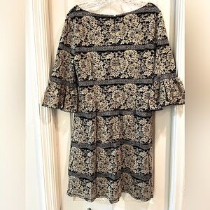 Jessica Howard Sleeveless Black Dress with Tan Lace